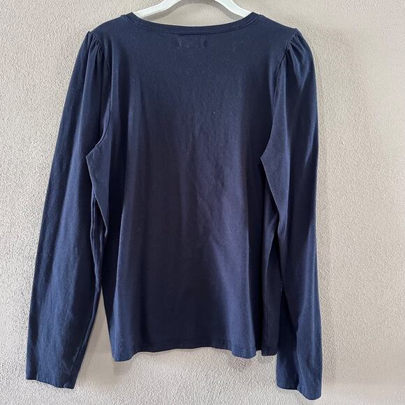 Madewell Cotton Puff Long Sleeve Tee, Black, Size Large - Picture 3 of 7